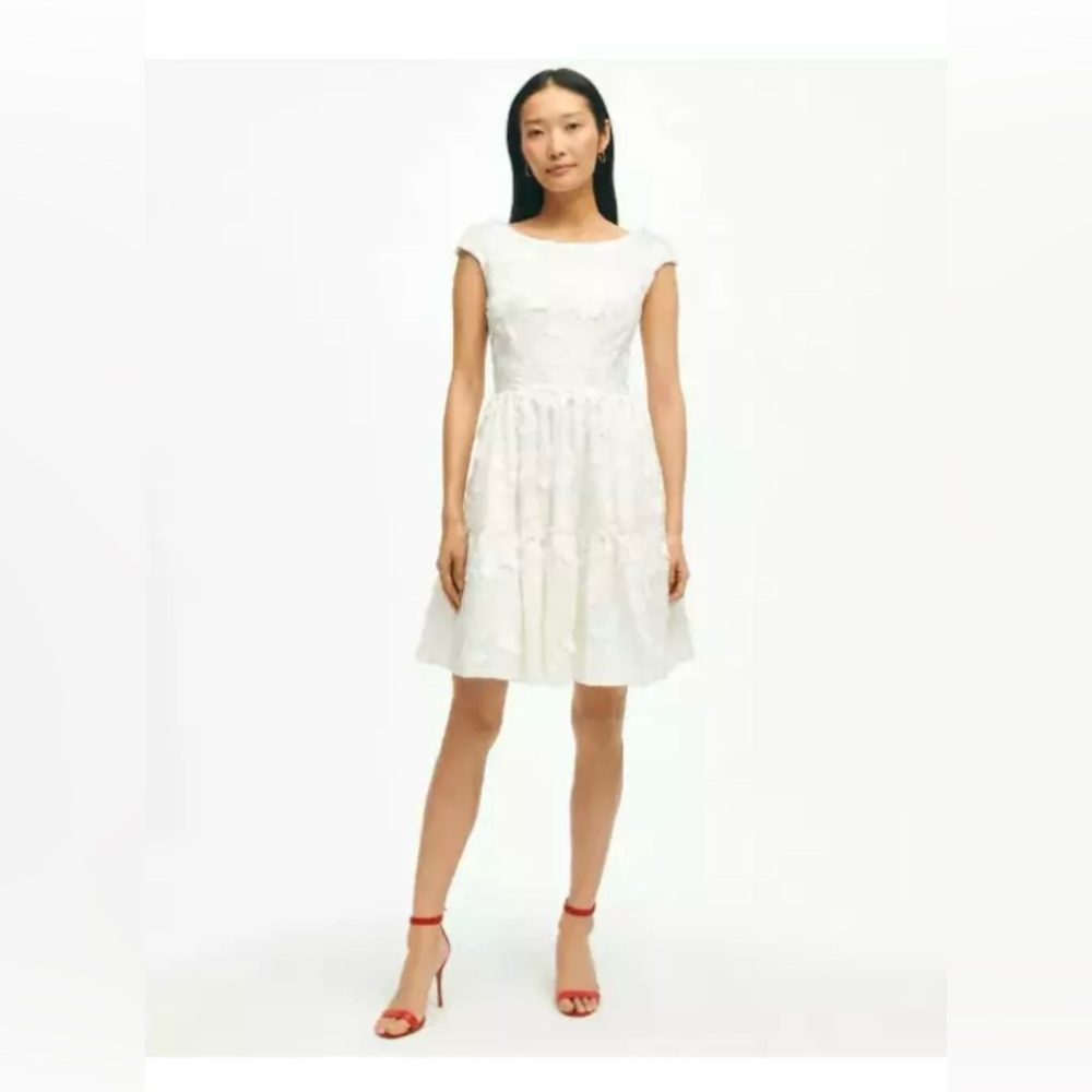 Brooks Brother Cotton A-Line Floral Applique Dress, Size 8, NWT